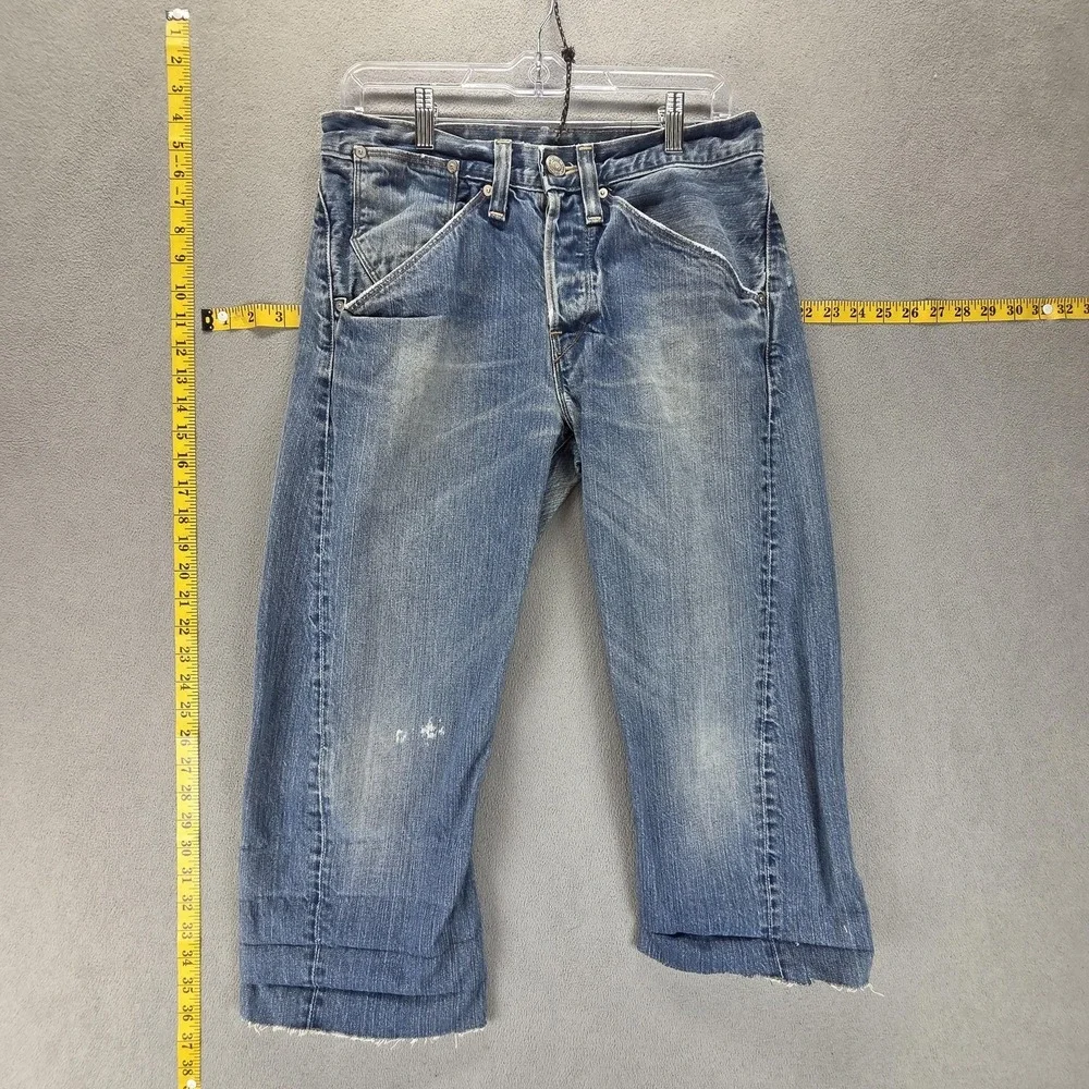 Vintage Levis Engineered Jeans Mens Blue Twisted Altered Raw Hem Fits 29x20